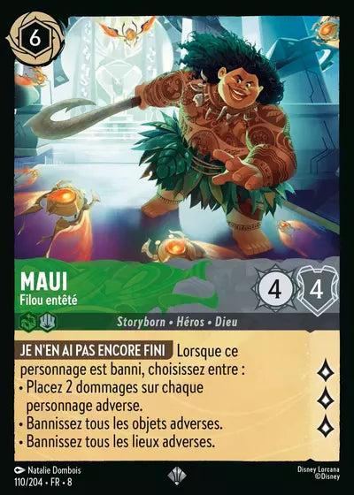 Carte Lorcana - Disney Maui, Filou entété 110/204 Super Rare Natalie Dombois Chapitre 08 Le Règne de Jafar ROJ Neuf FR LorenZone