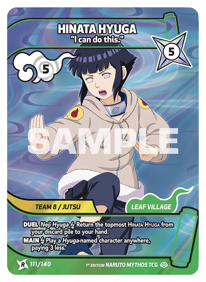 Carte Naruto Mythos Hinata Hyuga "I won't run away." 111/140 Rare Standard Shinobi Shiren 2ème Chapitre Neuf EN LorenZone