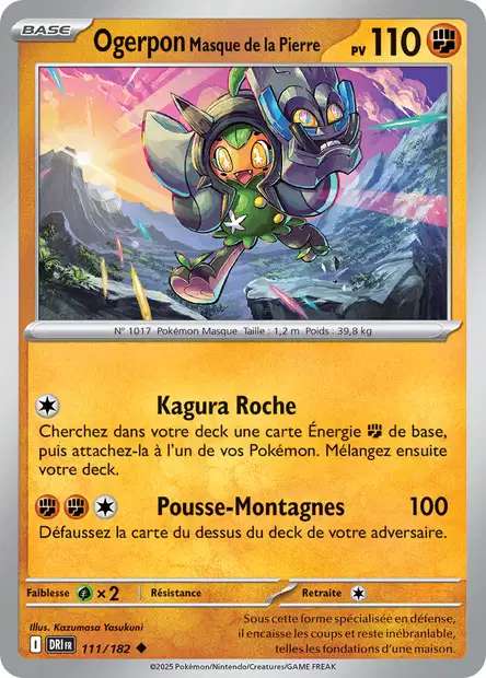 Carte Pokémon Ogerpon Masque de la Pierre 111/182 DRI Rivalités Destinées EV10 Neuf FR LorenZone