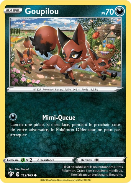 Carte Pokémon Goupilou 112/189 SWSH3 Ténèbres Embrasées EB03 Neuf FR LorenZone