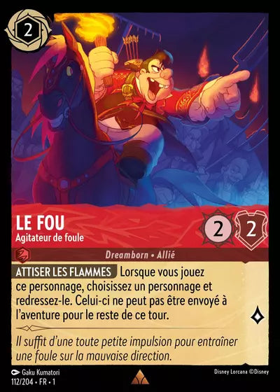 Carte Lorcana - Disney Le Fou, Agitateur de foule 112/204 Chapitre 01 Premier Chapitre FC Neuf FR LorenZone