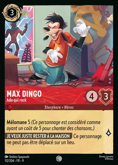 Carte Lorcana - Disney Max Dingo, Ado qui rock 112/204 Chapitre 09 Fabuleux FAB Neuf FR LorenZone