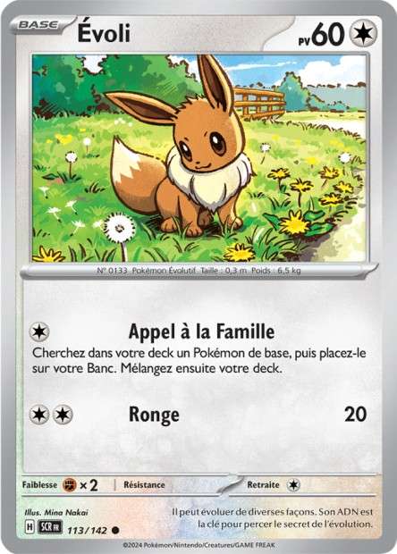 Carte Pokémon Évoli 113/142 SCR Couronne Stellaire EV07 Neuf FR LorenZone