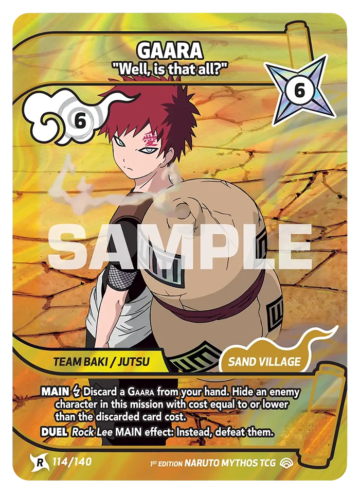 Carte Naruto Mythos Gaara "Well, is that all?" 114/140 Rare Standard Shinobi Shiren 2ème Chapitre Neuf EN LorenZone