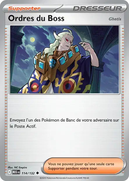Carte Pokémon Ordres du Boss 114/132 MEG Méga-Évolution ME01 Neuf FR LorenZone