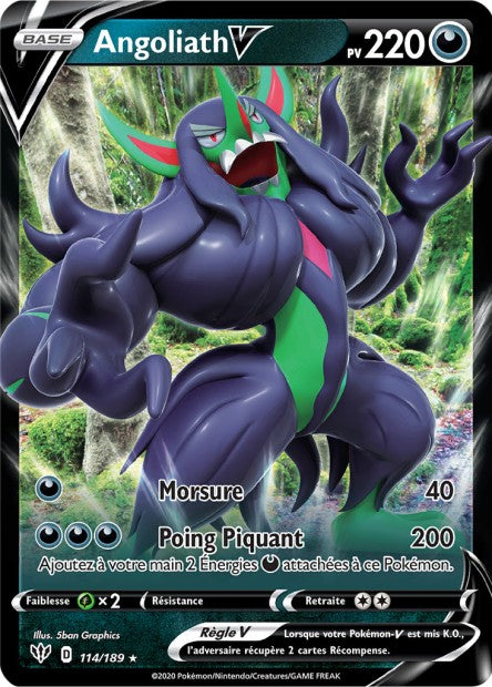 Carte Pokémon Angoliath V 114/189 SWSH3 Ténèbres Embrasées EB03 Neuf FR LorenZone