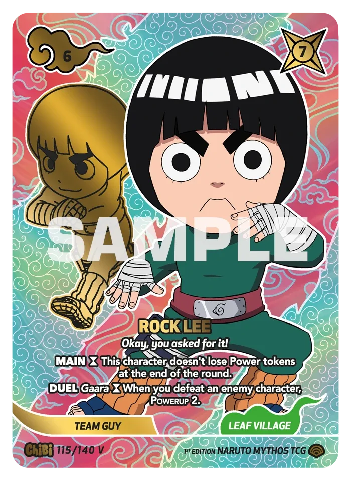 Carte Naruto Mythos Rock Lee "Okay, you asked for it!" 115/140 Chibi Chibi Shinobi Shiren 2ème Chapitre Neuf EN LorenZone