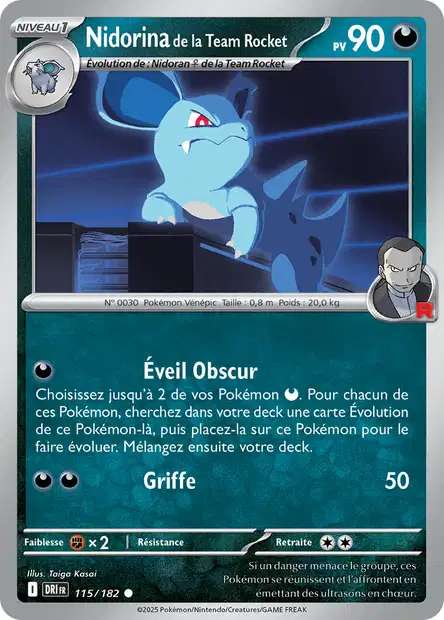 Carte Pokémon Nidorina de la Team Rocket 115/182 DRI Rivalités Destinées EV10 Neuf FR LorenZone