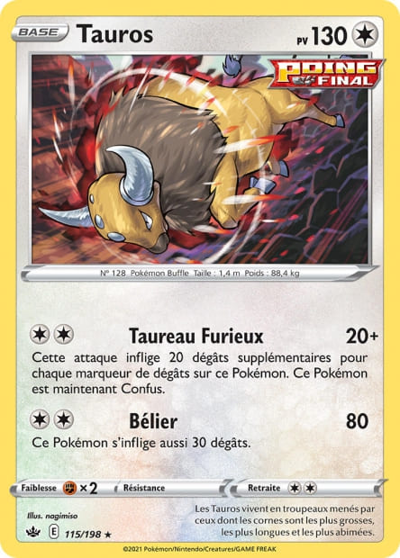 Carte Pokémon Tauros 115/198 CRE EB06 LorenZone