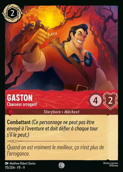Carte Lorcana - Disney Gaston, Chasseur arrogant 115/204 Chapitre 09 Fabuleux FAB Neuf FR LorenZone