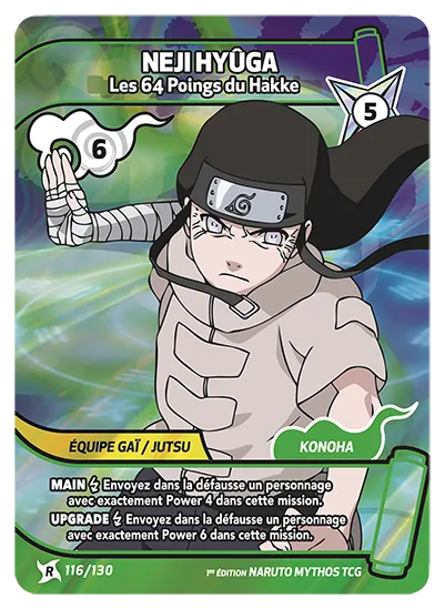 Carte Naruto Mythos NEJI HYÛGA – Les 64 Poings du Hakke 116/130 R 1er Chapitre Neuf FR LorenZone