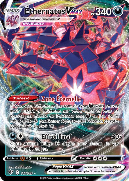 Carte Pokémon Éthernatos VMAX 117/189 SWSH3 Ténèbres Embrasées EB03 Neuf FR LorenZone