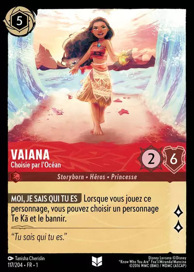 Carte Lorcana - Disney Vaiana, Choisie par l'Océan 117/204 Chapitre 01 Premier Chapitre FC Neuf FR LorenZone