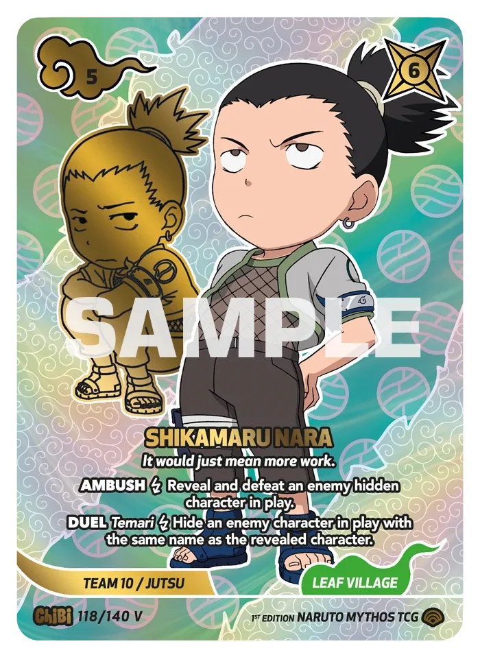 Carte Naruto Mythos Shikamaru Nara "It would just mean more work." 118/140 Chibi Chibi Shinobi Shiren 2ème Chapitre Neuf EN LorenZone