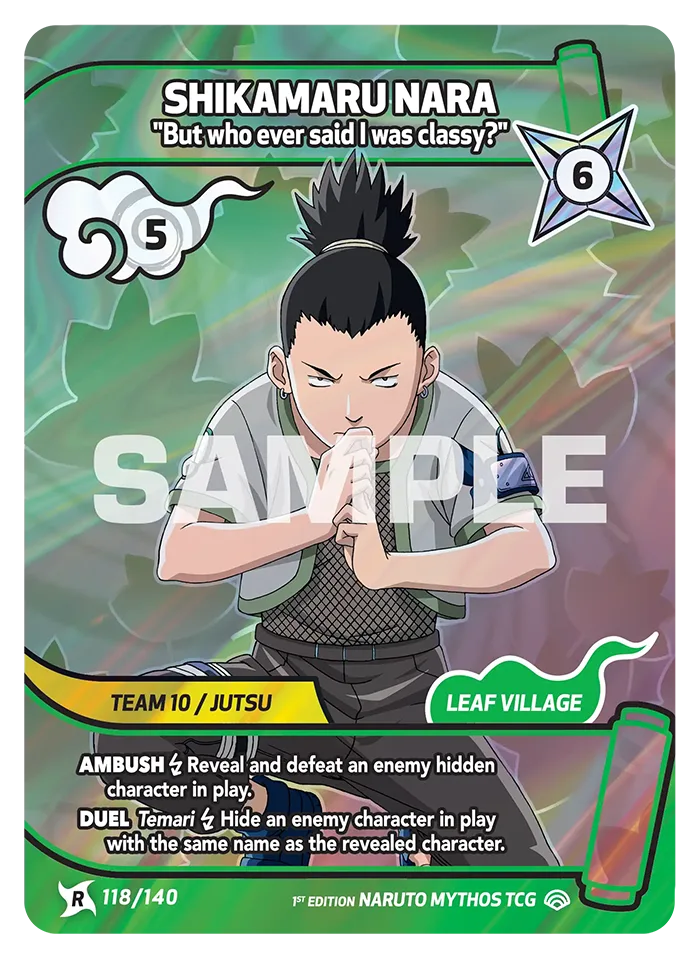 Carte Naruto Mythos Shikamaru Nara "It would just mean more work." 118/140 Rare Standard Shinobi Shiren 2ème Chapitre Neuf EN LorenZone