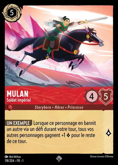 Carte Lorcana - Disney Mulan, Soldat impérial 118/204 Chapitre 01 Premier Chapitre FC Neuf FR LorenZone