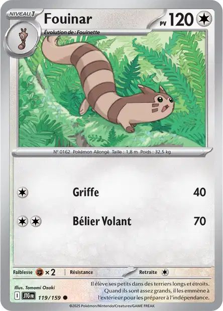 Carte Pokémon Fouinar 119/159 JTG Aventures Ensemble EV09 Neuf FR LorenZone