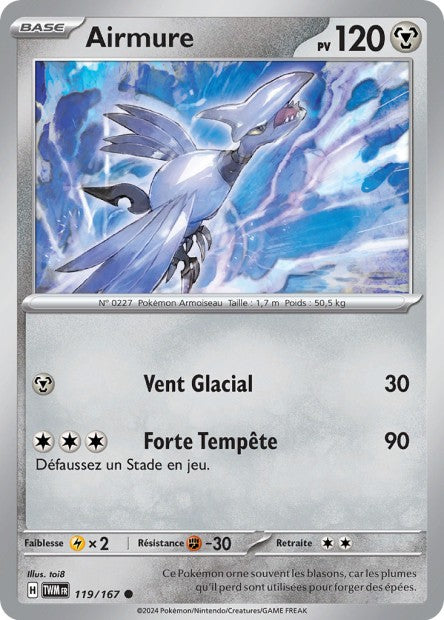 Carte Pokémon Airmure 119/167 TWM Mascarade Crépusculaire EV06 Neuf FR LorenZone