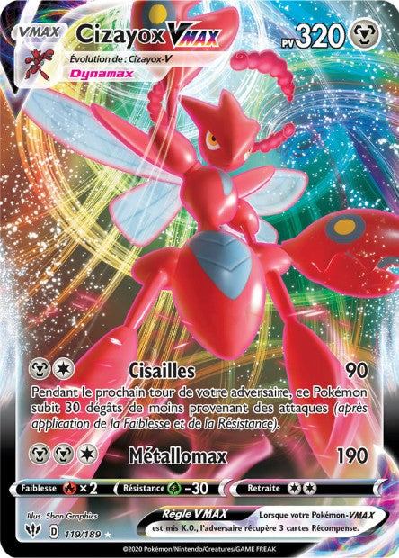 Carte Pokémon Cizayox VMAX 119/189 SWSH3 Ténèbres Embrasées EB03 Neuf FR LorenZone
