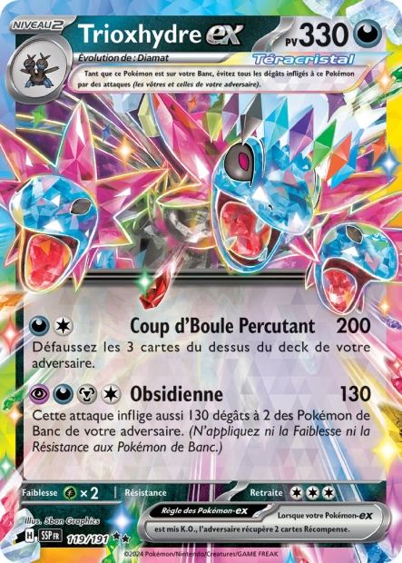 Carte Pokémon Trioxhydre EX 119/191 SSP Étincelles Déferlantes EV08 Neuf FR LorenZone