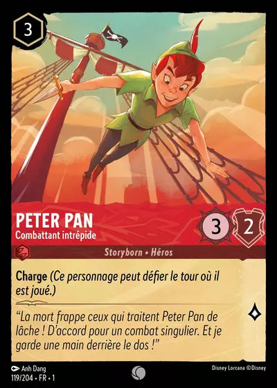 Carte Lorcana - Disney Peter Pan, Combattant intrépide 119/204 Chapitre 01 Premier Chapitre FC Neuf FR LorenZone