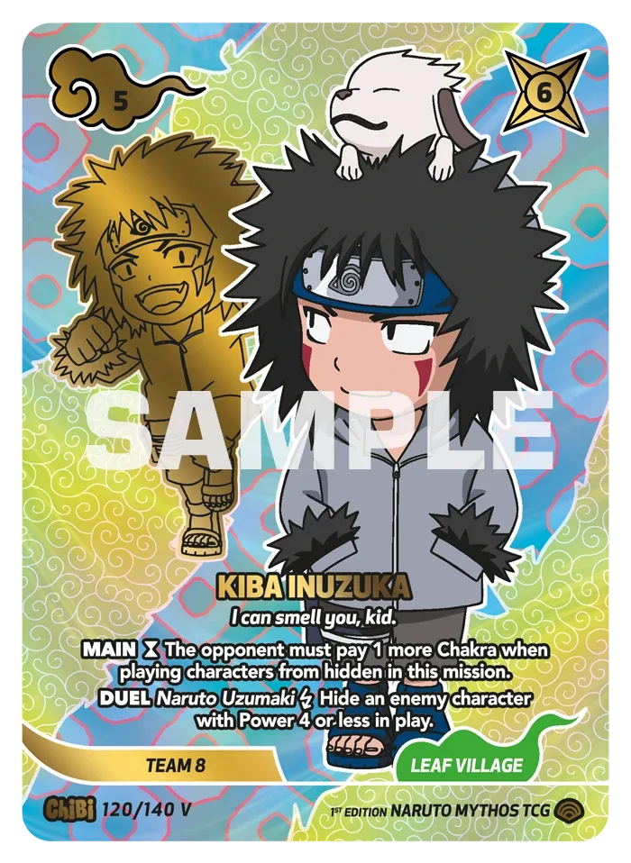 Carte Naruto Mythos Kiba Inuzuka "I can smell you, kid." 120/140 Chibi Chibi Shinobi Shiren 2ème Chapitre Neuf EN LorenZone