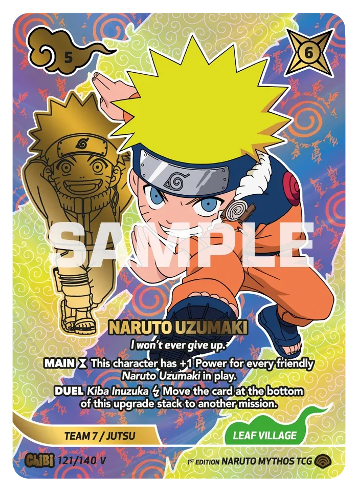 Carte Naruto Mythos Naruto Uzumaki "I won’t ever give up." 121/140 Chibi Chibi Shinobi Shiren 2ème Chapitre Neuf EN LorenZone