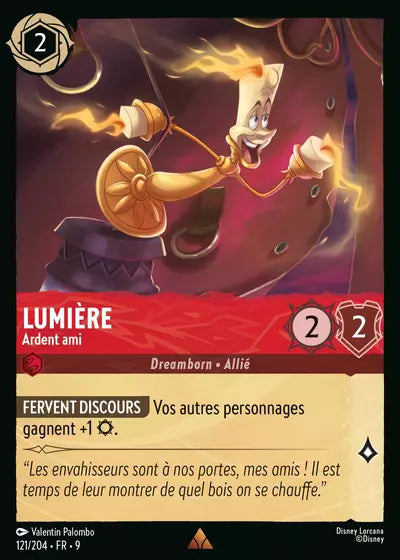 Carte Lorcana - Disney Lumière, Ardent ami 121/204 Chapitre 09 Fabuleux FAB Neuf FR LorenZone