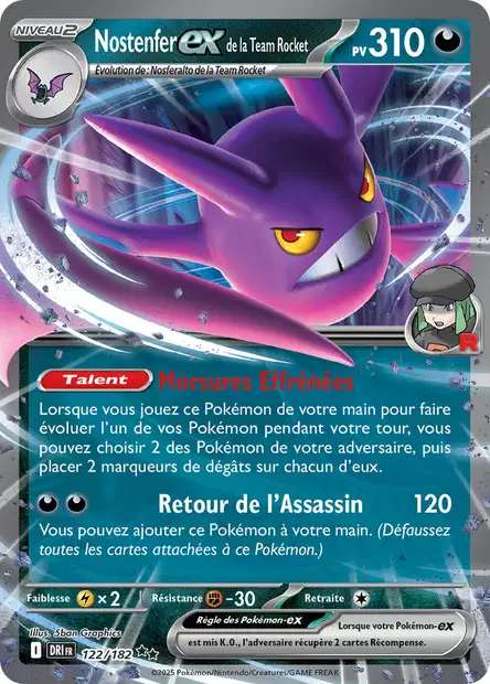 Carte Pokémon Nostenfer EX de la Team Rocket 122/182 DRI Rivalités Destinées EV10 Neuf FR LorenZone