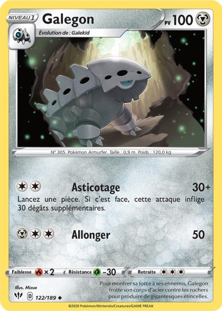 Carte Pokémon Galegon 122/189 SWSH3 Ténèbres Embrasées EB03 Neuf FR LorenZone