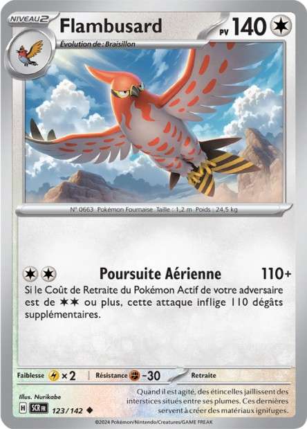 Carte Pokémon Flambusard 123/142 SCR Couronne Stellaire EV07 Neuf FR LorenZone
