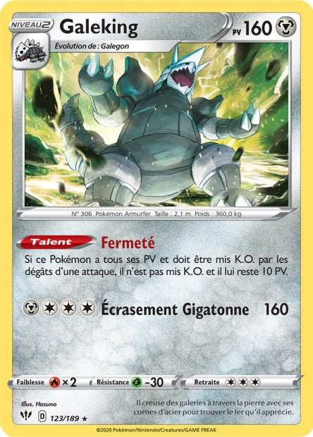 Carte Pokémon Galeking 123/189 SWSH3 Ténèbres Embrasées EB03 Neuf FR LorenZone