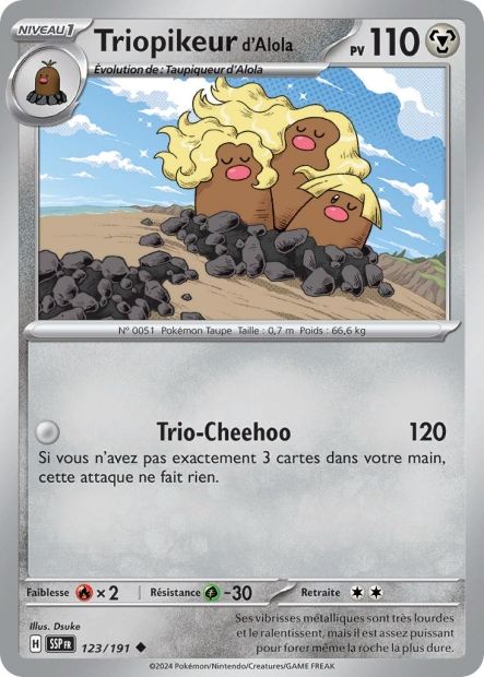 Carte Pokémon Triopikeur d'Alola 123/191 SSP Étincelles Déferlantes EV08 Neuf FR LorenZone