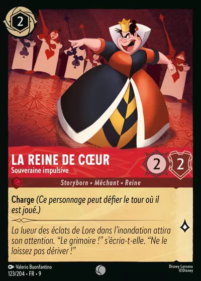 Carte Lorcana - Disney La Reine de Cœur, Souveraine impulsive 123/204 Chapitre 09 Fabuleux FAB Neuf FR LorenZone
