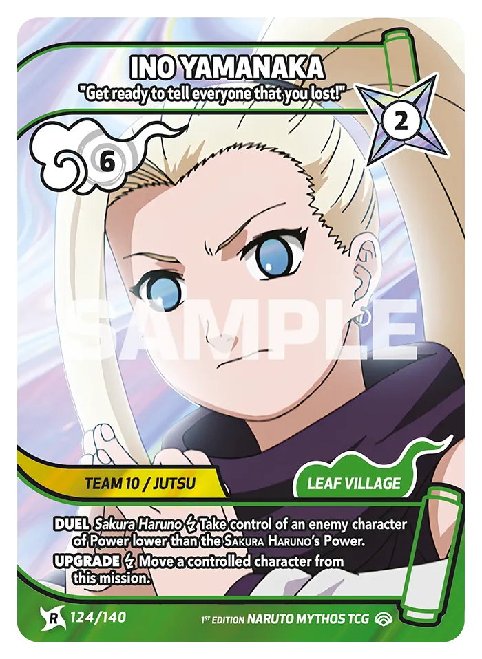 Carte Naruto Mythos Ino Yamanaka "Get ready to tell everyone that you lost!" 124/140 Rare Standard Shinobi Shiren 2ème Chapitre Neuf EN LorenZone