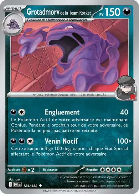 Carte Pokémon Grotadmorv de la Team Rocket 124/182 DRI Rivalités Destinées EV10 Neuf FR LorenZone
