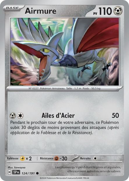 Carte Pokémon Airmure 124/191 SSP Étincelles Déferlantes EV08 Neuf FR LorenZone