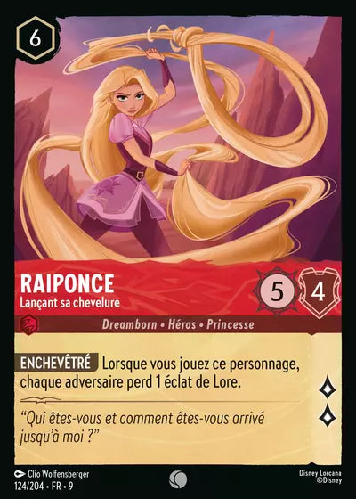 Carte Lorcana - Disney Raiponce, Lançant sa chevelure 124/204 Chapitre 09 Fabuleux FAB Neuf FR LorenZone