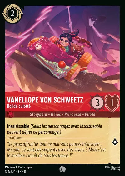 Carte Lorcana - Disney Vanellope Von Schweetz, Bolide culotté 124/204 Commune French Carlomagno Chapitre 08 Le Règne de Jafar ROJ Neuf FR LorenZone