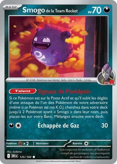 Carte Pokémon Smogo de la Team Rocket 125/182 DRI Rivalités Destinées EV10 Neuf FR LorenZone