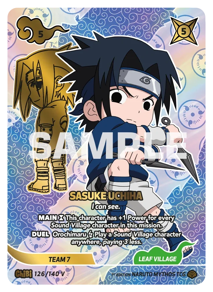 Carte Naruto Mythos Sasuke Uchiha "I can see." 126/140 Chibi Chibi Shinobi Shiren 2ème Chapitre Neuf EN LorenZone