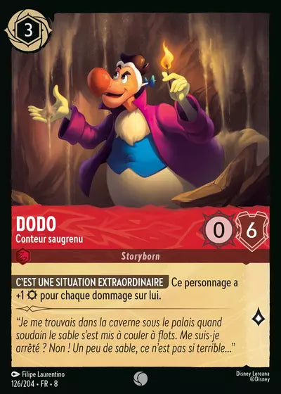 Carte Lorcana - Disney Dodo, Conteur saugrenu 126/204 Commune Filipe Laurentino Chapitre 08 Le Règne de Jafar ROJ Neuf FR LorenZone