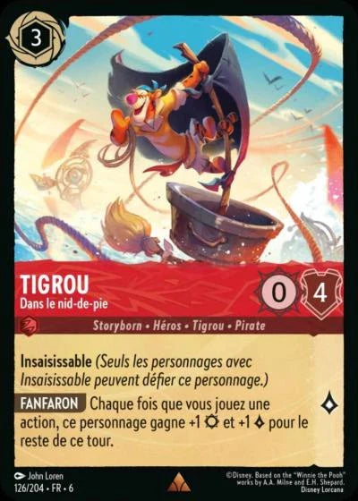 Carte Lorcana - Disney Tigrou, Dans le nid-de-pie 126/204 Rare  Chapitre 06 La Mer Azurite AZS Neuf FR LorenZone