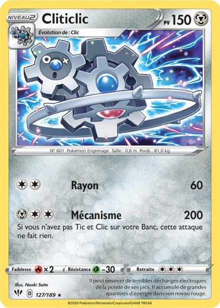 Carte Pokémon Cliticlic 127/189 SWSH3 Ténèbres Embrasées EB03 Neuf FR LorenZone
