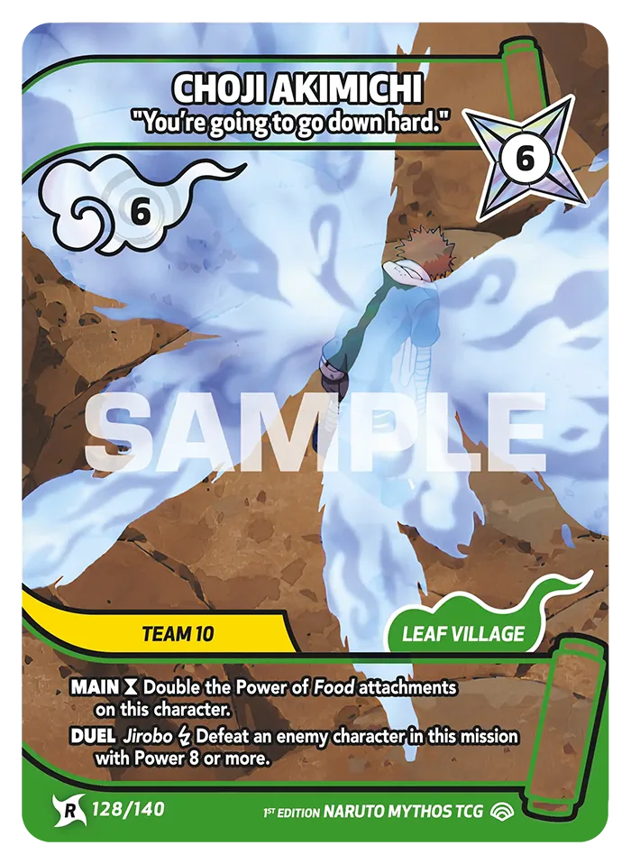 Carte Naruto Mythos Choji Akimichi "You're going to go down hard." 128/140 Rare Standard Shinobi Shiren 2ème Chapitre Neuf EN LorenZone