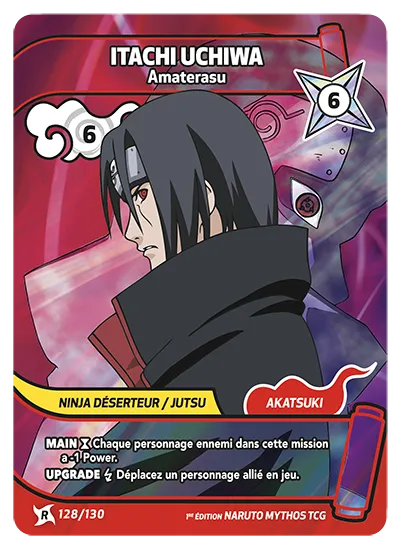 Carte Naruto Mythos ITACHI UCHIWA – Amaterasu 128/130 R 1er Chapitre Neuf FR LorenZone