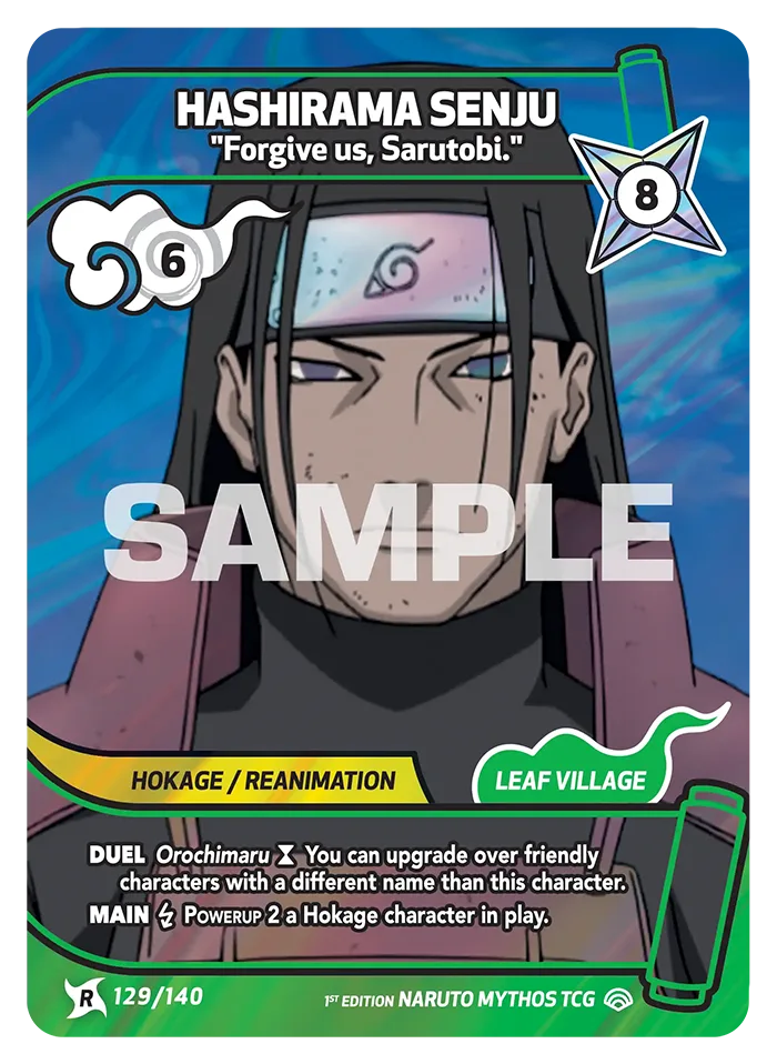 Carte Naruto Mythos Hashirama Senju "Forgive us, Sarutobi." 129/140 Rare Standard Shinobi Shiren 2ème Chapitre Neuf EN LorenZone