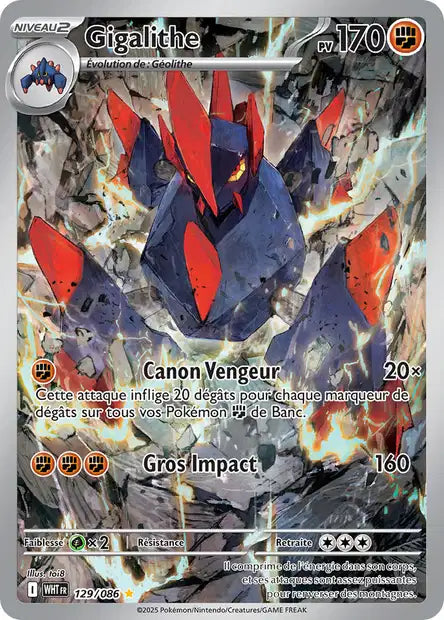 Carte Pokémon Gigalithe 129/086 WHT Flamme Blanche EV10_5 Neuf FR LorenZone