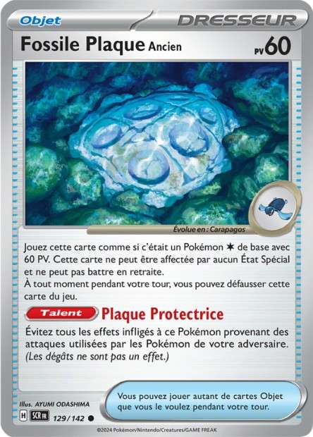 Carte Pokémon Fossile Plaque Ancien 129/142 SCR Couronne Stellaire EV07 Neuf FR LorenZone