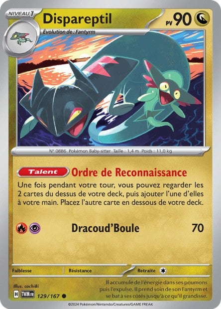 Carte Pokémon Dispareptil 129/167 TWM Mascarade Crépusculaire EV06 Neuf FR LorenZone